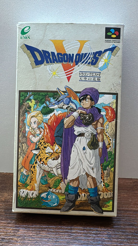 SNES Dragon Quest V 5 Tenkuu No Hanayome Verpackt Aktiv Ntsc Japan 674-7m